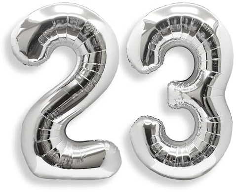 Palloncino Numero 23 Compleanno Argento: Grande 101 cm Elio Palloncini Compleanno 23 Anni Mylar Foil Numeri Gigante per Festa di Baby Shower Anniversario Decorazioni