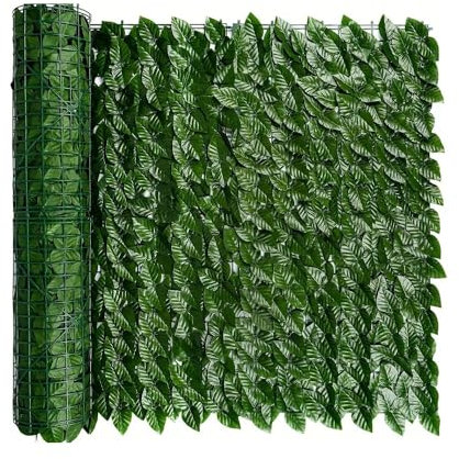 App Life Siepe Finta Artificiale Rotolo Rete Frangivista Frangivento Ornamentale 1680 Foglie Foglia Edera finta Prato Lauro Osmantus Sintetica Anticaduta per Ringhiera Terrazzo Balcone (1x3 Mt)