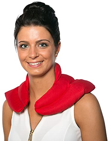 Kirschkernkissen -Nackenhörnchen mit Stehkragen kirschrot - Nackenkissen Wärmekissen - 2 in 1 - Wärme und Kälte möglich