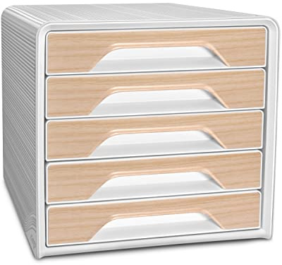 CEP Schubladenbox mit 5 flachen Schubladen Silva Weiβ Holz