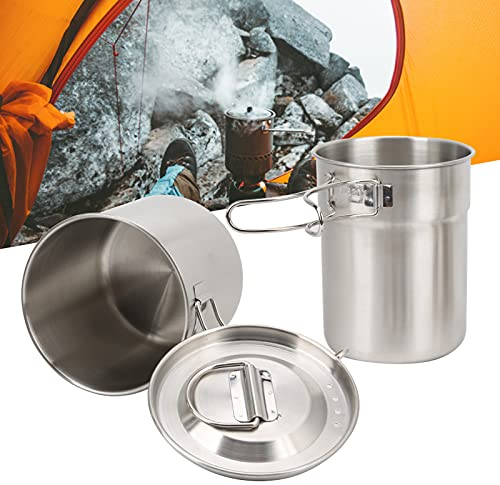 MOUMOUTEN Camping Topf, Edelstahl Kochbecher Faltbarer Outdoor Camp Kochtopf, Camping Kochgeschirr für Reisen, Camping und Rucksackreisen