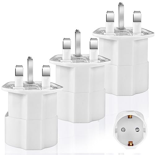 Adapter England Deutschland Stecker UK Adapter 3 Stück Steckdosenadapter England Typ G Travel Adapter Steckdose für England/Schottland/Irland/Dubai/Maldiven