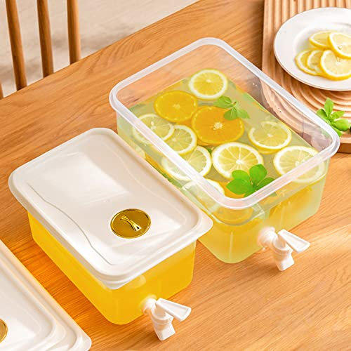 Miake Distributeur d'eau pour Réfrigérateur avec Robinets, 3L/5L Boisson avec Couvercle, Jus Glacé, Grand Seau À Eau Glacée pour Fruits, Jus Fruits,Cocktails