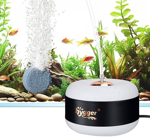 hygger 3W/8W Aquarium Air Pump, Powerful 50GPH/140GPH Adjustable Fish Tank Aerator, Ultra Quiet Oxygen Pump Aquarium Bubbler with Accessories for up to 300 Gallon Fish and Turtle Tank