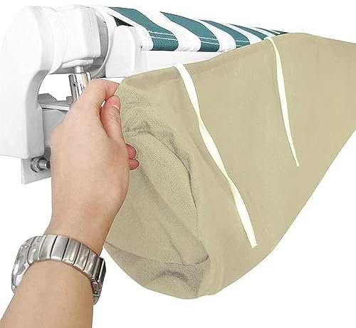 HOMDECR Schutzhülle Für Markisen Abdeckung, Markisenabdeckung Abdeckplane Schutzhülle Markisenschutzhülle Rain Canopy Storage Bag UV-Zelt Wasserdicht Und Staubdichte Abdeckung (4M/13.12ft,Khaki)