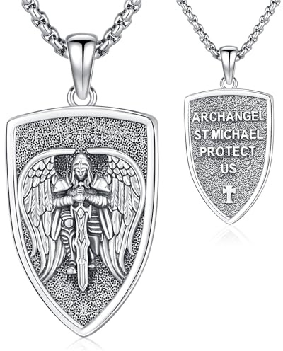Ärkeängeln Michael/Saint Benedit/Patrick/Andrews/Jungfru Maria/Kitts/Kors 925 Sterling Silver Hänge Halsband Smycken Religiösa Amulet Gåvor för Män Kvinnor