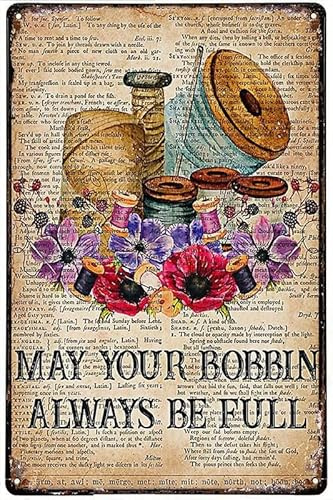 Cosrkee Sewing May Your Bobbin Always Be Full Dictionary Novelty Retro Metal Tin Sign Plaque Bar Pub Club Cafe Home Decor Plate Wall Art Farmhouse Sign Living Room Home Decor 5.5x8 Inch