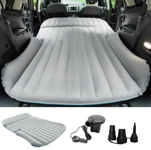 KMZ SUV Air Mattress Double-Sided Inflatable Car Mattress Camping Bed with Pump for SUV Trunk & Rear Seat - Blue (Light Gray)