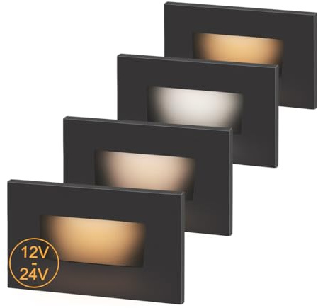 kadision 3 Color Low Voltage 12V-24V LED Step Lights Indoor and Outdoor, 3.5W 175lm Stair Light, Aluminum Oil Rubbed Bronze, 4 Pack