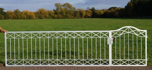 Metall Einfahrtstor Gartentor Hoftor mit Einfahrtstor Pforte Crossline-GFT400/100RBS Feuer Verzinkt Modern 400 cm 4m Doppelflügeltor