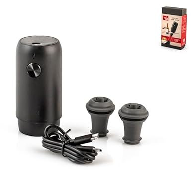 Vacu Vin Electric Wine Saver - With 2 Stoppers, Rechargeable Vacuum Stopper, Ideal for Preserving Up to 40 Bottles, Perfect for Home, Kitchen and Any Occasion - Includes Gift Box