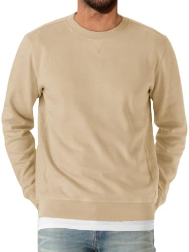 Runcati Herrsweatshirt långärmad rund hals tröja män lätt enfärgad långärmad tröja basic fritid sport toppar