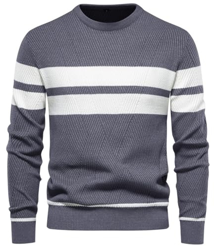 Maglioni per Uomo Pullover a Maglia Maglioncino Girocollo Sweater a Maniche Lunghe Felpa Uomo Senza Cappuccio Premium Basic Sportivo Casual Senza Zip Moda per l'inverno