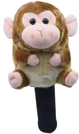 Colcolo Golf Head Covers, Plush Golf Club Headcover Animal Wood Driver Head Cover Replacement Sleeve Funny Fairway Wood Headcover Novelty Accessory Novel Golfing Gift for Men Women, Driver Monkey
