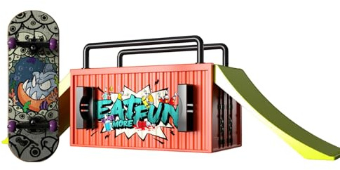 Kids Fingerboard Set - Miniature Skateboard Toys for Interactive Play | Wood Construction with Realistic Wheels, Multi Ramp Kit Supports Creative Tricks Motor Skill 5.91x4.25x3.07 in