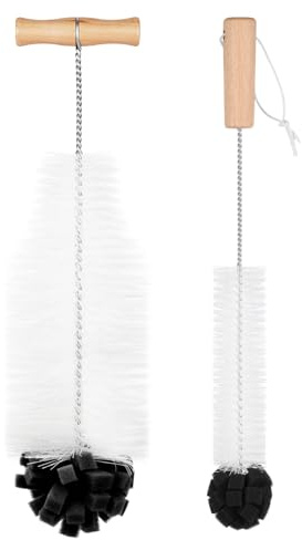 AOOTE Cepillo para Botellas de Cristal,2 Piezas Cepillos para Botellas,Cepillo Adecuado para Botellas SodaStream,Cepillos Limpia Botella de Cristal para Lavar Termos,Botella para Beber (Negro)
