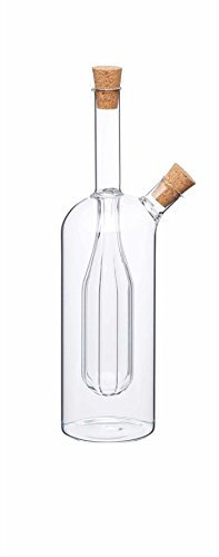 KitchenCraft World of Flavours 2-in-1 Olive Oil Dispenser and Vinegar Bottle - Clear Glass