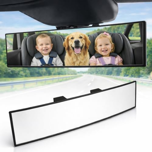 10.6 ICBEAMER Clip On Rear View Mirror | Convex Clear Tint, Panoramic Wide Angle HD Glass, Anti Glare, Universal Fit for Car, SUV, Truck | Eliminates Blind Spots (1 Pack)
