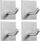 FOMANSH Heavy Duty Adhesive Hooks, Stick on Wall Adhesive Hangers, Strong Stainless Steel Holder, Self Adhesive Hooks for Kitchen Bathroom Home Door Towel Coat Key Robe 4 Packs Silver