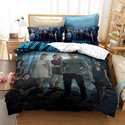 PTNQAZ Bettwäsche-Set, Motiv: Bizarre Filme, 3D-Druck, Riverdale Bettdeckenbezug, Kissenbezüge, Einzel-, Doppel-, King-Size-Bett, Schlafzimmerdekoration (Einzelbett)