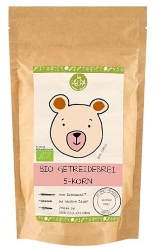 HELPA BIO Kornbrei - 5-Korn-Brei – Dinkelgrütze - Brei – Hirse – Buchweizen – Grieß – Hafer – Roggen – Babys - Babynahrung - Brei für Kinder - Babybrei - Haferbrei Baby