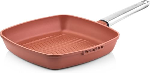 Westinghouse Performance Series - Poêle à griller Induction 28cm - Convient au four - Poêle à steak - Convient à toutes les sources de chaleur - Rouge