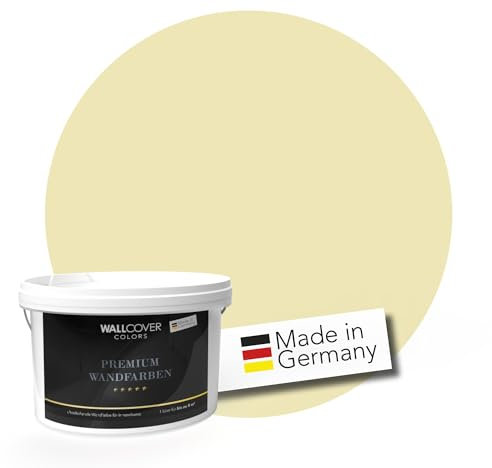WALLCOVER PREMIUM Peinture Murale Jaune pour l'intérieur 1 L Mat Jaune Citron Rafraîchissant Peinture Intérieure Haute Couvrance - Fabriqué en Allemagne