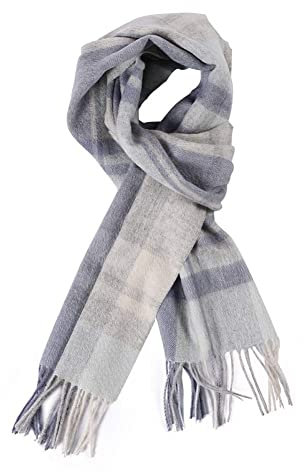 Temminc Wool Scarf for Men and Women, Merino Wool Plaid Winter Scarf, Thick Soft Tartan Knitted Neckwear for Cold Weather