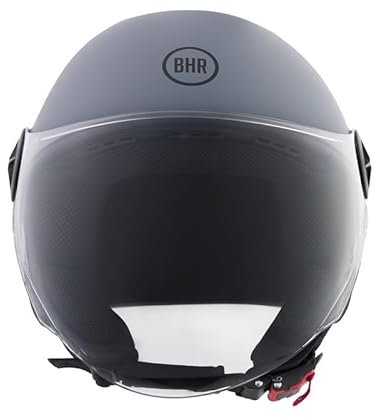 BHR Casco Demi-Jet 832 MINIMAL, Casco Scooter Omologato ECE 22.06 Leggero e Compatto, Ideale per Città e Sottosella, Grigio Opaco, L