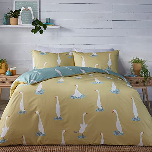 Fusion - Puddles The Duck - Reversible Duvet Cover Set - Double Bed Size in Yellow