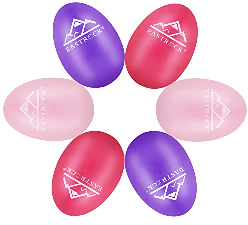 EASTROCK Egg Shaker Musik Percussion Klangeier Rhythmus Eier Set 6 Stück Geeignet für Berufstätige(Tiefrosa Lila Rosa）