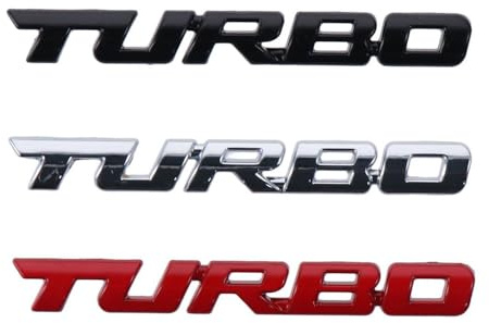 3Pcs Turbo Car Emblem, 3D Letter Metal Turbo Badge 3 Color Auto Logo Badge Sticker Car Side Fender Rear Trunk Emblem Decals for Cars, Truck, SUV