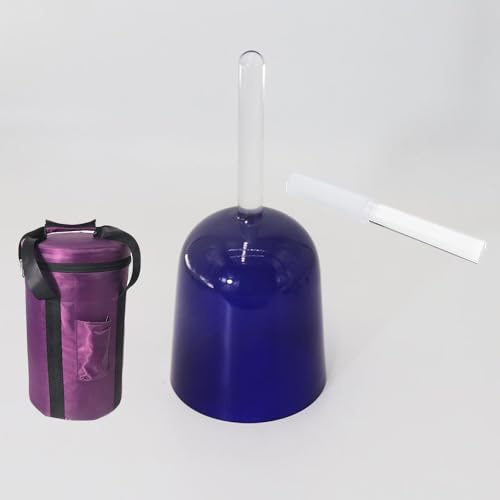 Ciotola di cristallo cantata con manico portatile blu da 7 pollici, ciotola sonora for chakra, regalo for yoga, meditazione e guarigione sonora, con valigia e percussore in acrilico(G Note)