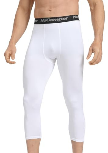 NuCamper Pantalon de Compression 3/4 pour Homme, Compression Running Leggings Collant à Séchage Rapide Pantalon de Couche Base Layer pour Sport Basketball Gym Athlétique Entraînement Fitness