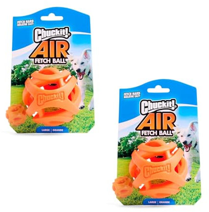 Chuckit! Breathe Right Air Fetch Ball Gr. L - ø 7,5 cm | Doppelpack | 2 x 1 Stück | Robuster Naturkautschuk mit offener Struktur | Kompatibel Ballschleudern
