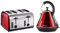 Priceless Homeware 1.8L Fast-Boil 2200W Cordless Jug Electric Kettle & 900W 2 Slice Toaster Sets with 6 Level Browning, Reheat, Defrost, Cancel Functions (Red, 4 Slice Toaster & Kettle Set)