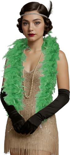 FIESTAS GUIRCA | Boa de Plumas Verde Claro (80 gr) - Accesorio de Disfraz para Fiestas de los Años '20, Charleston y Mascaradas - Ideal para Halloween, Carnaval y Celebraciones - Unisex - Verde