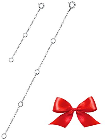 GinoMay Kettenverlängerung Silber 925 2 und 4 2 Stück 5 cm 6 cm 8 cm 10 cm 12 cm 15 cm Verstellbare Armbänder Verlängerungskette Dianty Langlebig