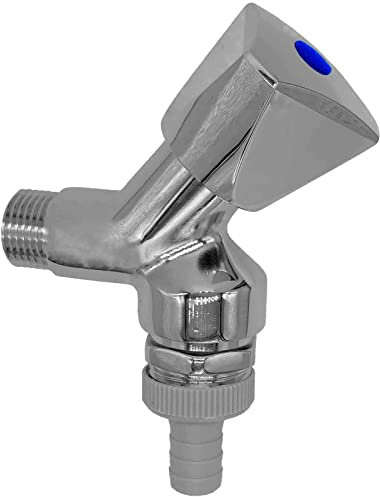 MegaHaustechnik Geräteventil 1/2 Zoll Außengewinde AG Wand Anschluss, Rohrbelüfter, Rückflussverhinderer, Abgang 3/4 Zoll Außengewinde + Schlauchtülle AußenØ 14mm Spülmaschine Waschmaschine