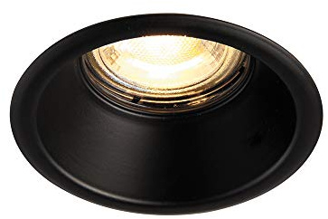 National Lighting Fire Rated Anti Glare Downlights, Matt Black Low Profile Bathroom/Shower Waterproof IP65 Ceiling Lights, GU10 LED Recessed Ceiling Lights, Dimmable Spotlights Downlights - Pack of 1