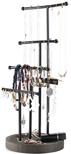 Becko Jewellery Organiser Stand Jewellery Tree Stand Jewellery Holder for Necklaces Bracelets Earrings and Rings (5 Tier, Black)