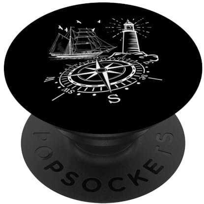 Maritim Leuchtturm Kompass Segelschiff Geschenkidee PopSockets Klebender PopGrip