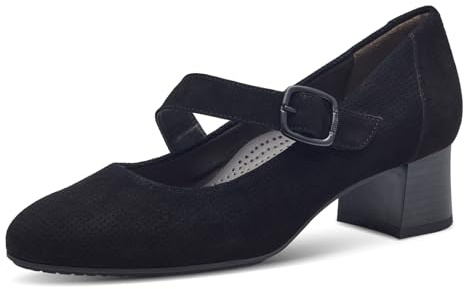 Tamaris Comfort décolleté da donna con cinturino in pelle Mary Jane, Nero (Black), 40 EU