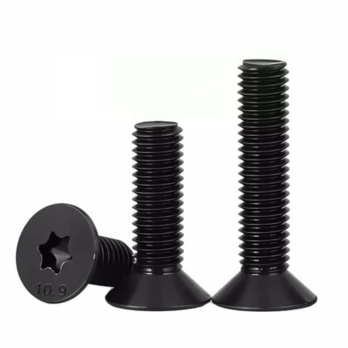 FandWay Senkkopfschraube mit Torx (ISR/TX) nach Norm DIN 965,Maschinenschrauben M5x8/12/16/20/30mm Schwarz 10.9-klassigem Kohlenstoffstahl Flachkopf Gewindeschrauben mit 1 T25 Key (20 Je Größe)