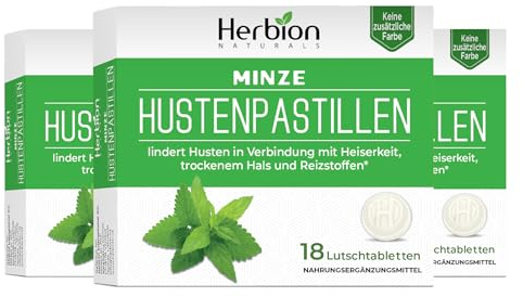 Hustenpastillen mit natürlichem Honig-Zitronen-Geschmack, Nahrungsergänzungsmittel, lindert Husten, für Erwachsene und Kinder ab 6 Jahren, 18 Lutschtabletten, 3er-Pack