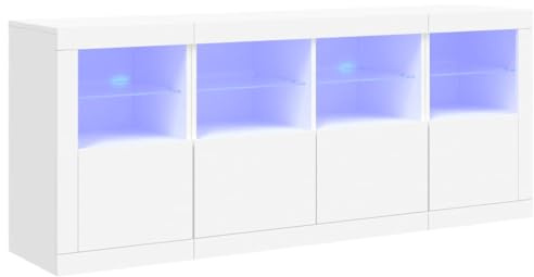 Buffet avec lumières LED blanc 163x37x67 cm