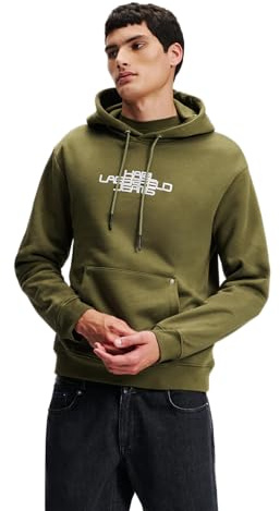 KARL LAGERFELD JEANS Hombre Regular Foil Logo Hoodie Verde hiedra M