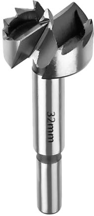 SUQIN Broca Forstner de 32mm Para Madera-Diámetro De 32mm Longitud 90mm Broca Fresadora Para Madera Con Eje Redondo Para Para Marcar y Taladrar Agujeros Para Bisagras