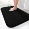 LUOJINYI Alfombrilla de baño de 40 x 60 cm, antideslizante, suave y absorbente de agua, alfombra de microfibra de pelo largo para el baño, lavable a máquina para bañera, ducha y baño (negro)