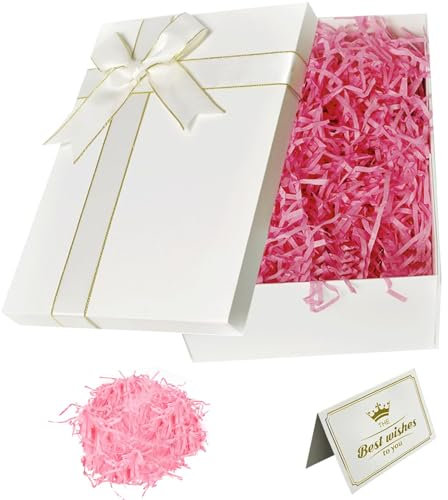 Ensemble Boite Cadeau, Coffrets Cadeaux Rectangulaires Polyvalents, 25 x 18 x 8,5 CM Boîte Cadeau Vide Pliable avec Couvercle et Nœud en Ruban Pour Mariage Anniversaire Noël Thanksgiving